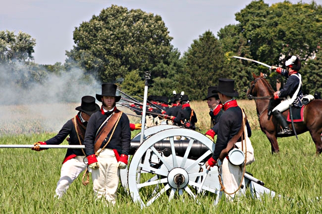 Maryland Militia fires into British ranks.