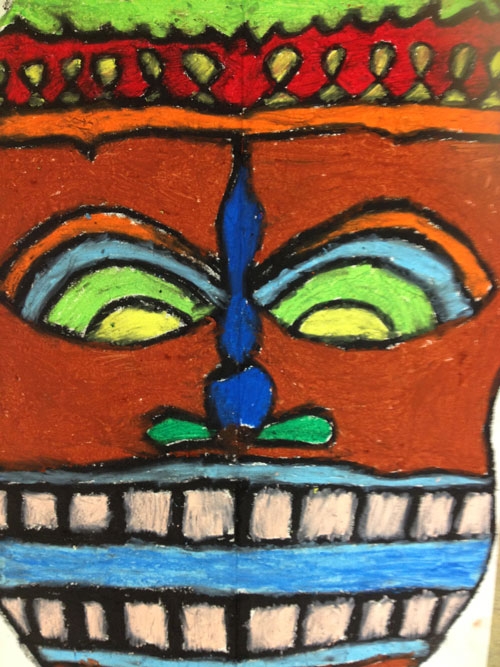 Tiki FAce by Molly Starkey, 4th Grade