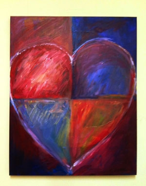 We have carried the theme of the “LOVE IS RED” show into our Paint Brush Party on January 23rd – instructor Sarah Lyle has created an “Artsy Heart” for attendees to create.   