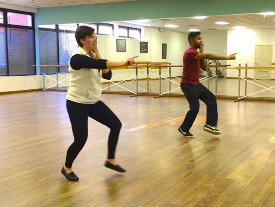 "Star" Jess Quarto Thompson and her "Pro" Shiv Rambarran practicing their Hip Hop routine.