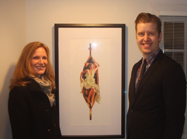 Model Leah Niepold and artists Jon Mort at Carla Massoni Gallery