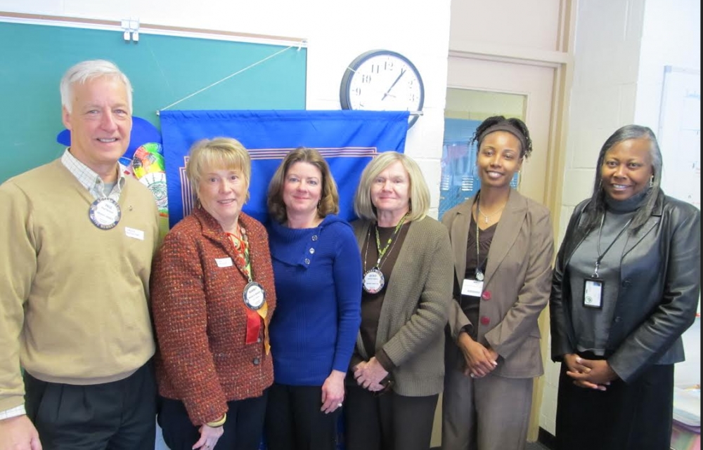 Chestertown Rotary President Paul Heckles, Rotary Literacy Committee Members Beverly Birkmire and Jackie Adams, Judy Center Coordinator Donna Bedell, Tanisha Phillips, Judy Center Family Service Coordinator and Janet Pauls, KCPS Supervisor for Title 1.