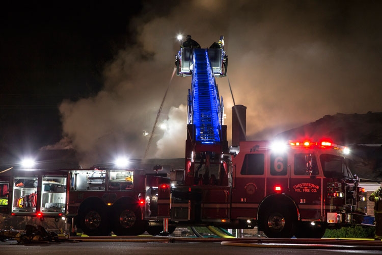 Fighting the blaze. Photo by Josh Carr