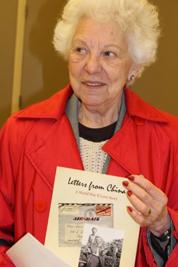 Marcia Yeager brings in WWII letters from her uncle at a StoryQuest World War II Preservation Day.