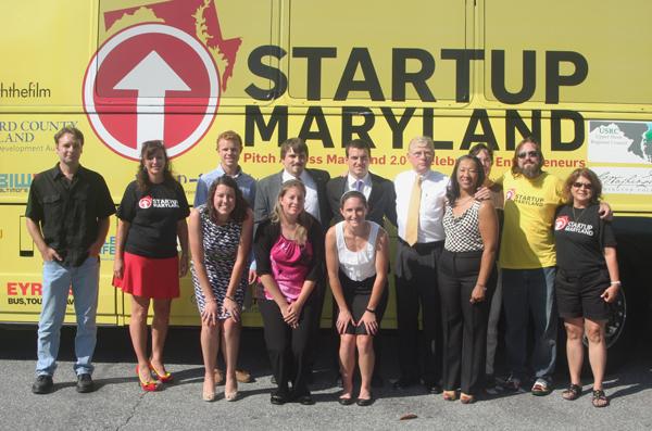 The Startup Maryland team with entrepreneurs three to make their pitch.