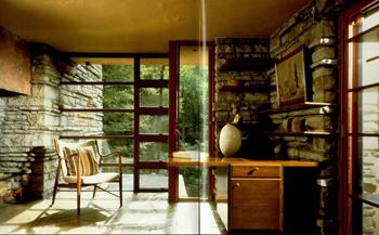 A bedroom at Fallingwater