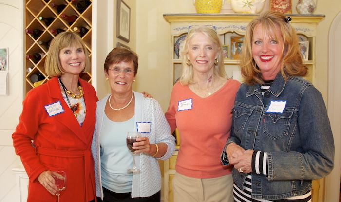 Plans for Habitat Choptank’s next Women Build house were announced at a recent garden party at the home of Susan Granville. Supporters at the event included (left to right) Joyce Doehler, Laurie Roysdon, Susan Granville, and Rooney Stencil. Photo By: Jill Jasuta