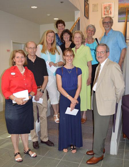 Pictured are some of the winners of the Judge’s awards in the 2015 Academy Art Museum’s Annual Members’ Exhibition, on display through September 7, 2015.  Pictured back row, left to right, are award winners are Dianne Conniff, Ben Franklin Crafts Award; Katherine Johnson, Ben Franklin Crafts Award; Jayne Hetherington, 7th Annual Learned Peabody Porter Award for excellence in drawing;  and Judge Dennis O’Neil, Professor of Art in the Fine Arts department at the Corcoran College of Art + Design. Pictured middle row, left to right, are Laura Era, The 28th Annual A. Brittain Banghart Award for drawing, painting, etching or sculpture depicting the human figure and Marta Holthausen, Ben Franklin Crafts Award. Front row, left to right, are Anke Van Wagenberg, Curator at the Academy Art Museum; Norman Bell, The 38th Annual Samuel Sands Award for work in any medium depicting sporting activities; Alanna Berman, 3rd Annual Best Artwork in the Print Medium (excluding photography); and Dennis McFadden, Director of the Academy Art Museum.